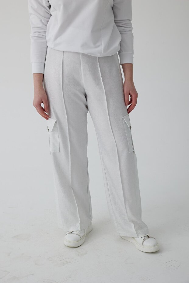 KENDİNDEN SİMLİ KARGO PANTOLON - 4