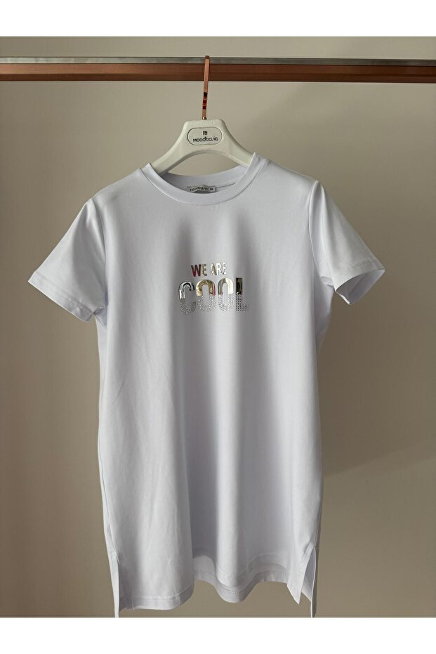 YAZI BASKILI TAŞLI TSHIRT - 1