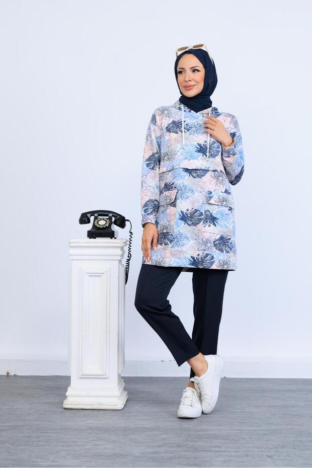 DESENLİ CEP DETAYLI SWEATSHIRT - 1