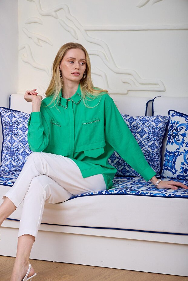 ÇİFT YAKALI TAŞLI GÖMLEK - 2