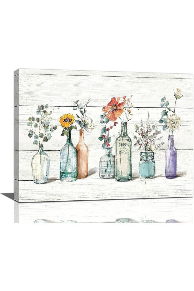 ALAYRA Canvas Wall Art Floral Rustic Design 30x40 cm for Bathroom, Bedroom, Living Room