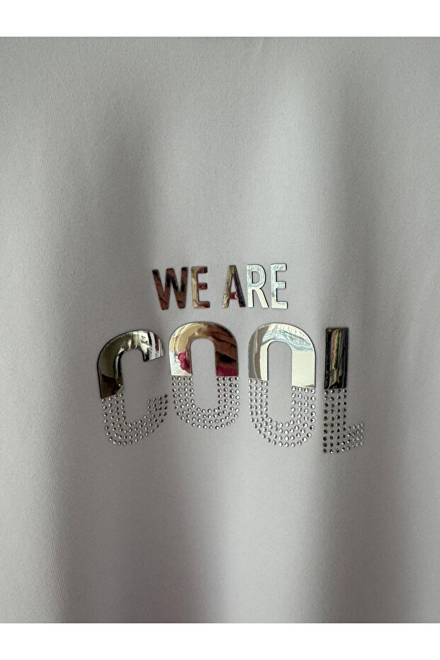 YAZI BASKILI TAŞLI TSHIRT - 2