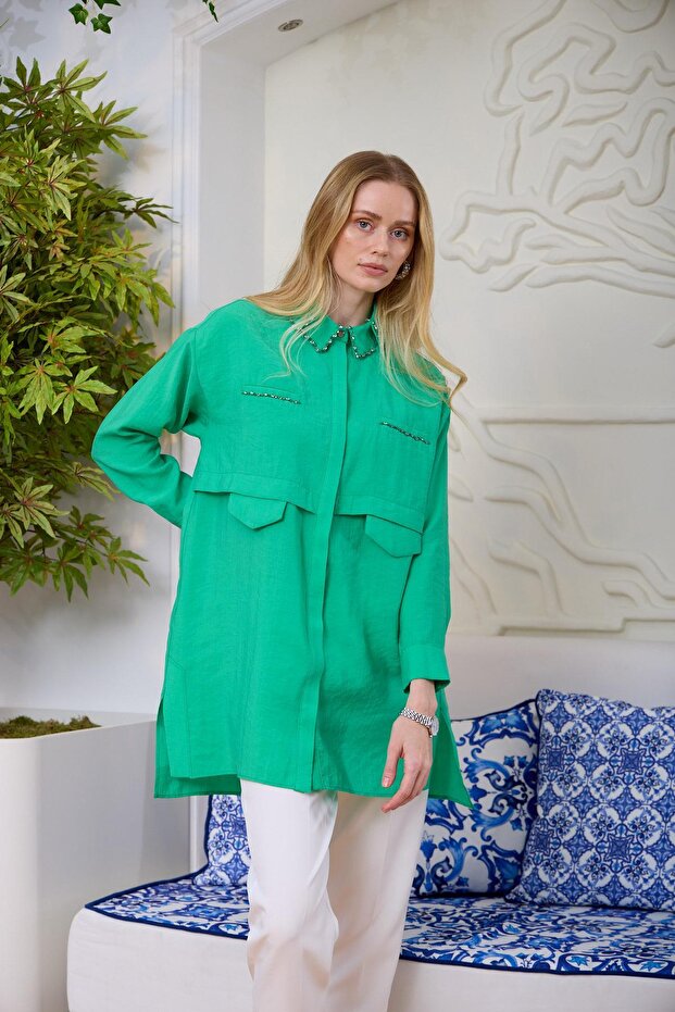 ÇİFT YAKALI TAŞLI GÖMLEK - 5