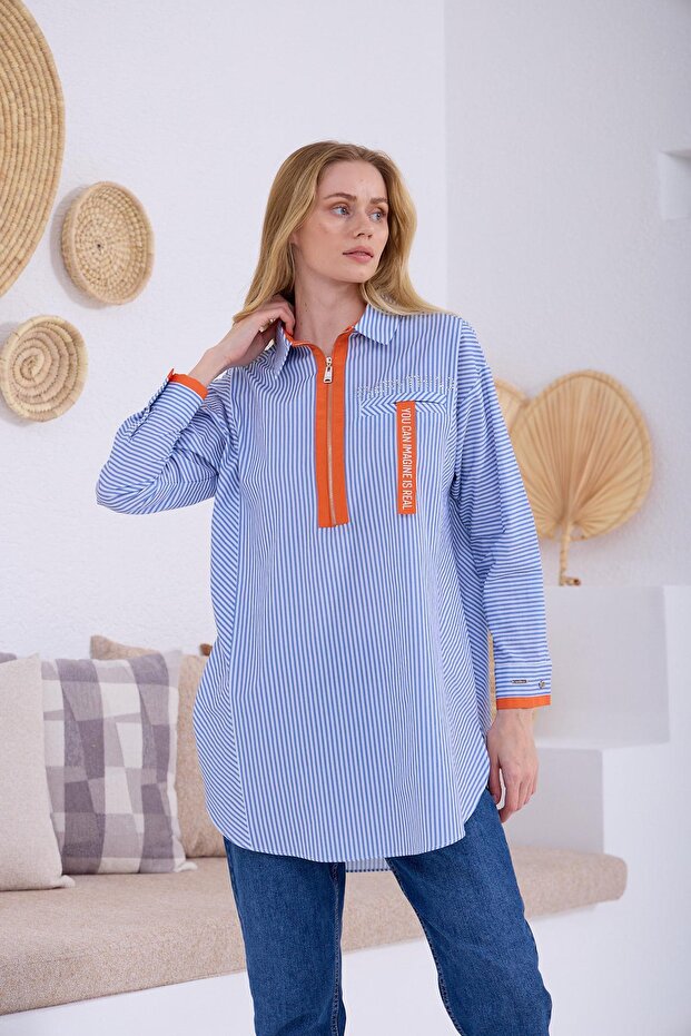 RENKLİ GARNİLİ ÇİZGİLİ GÖMLEK - 4