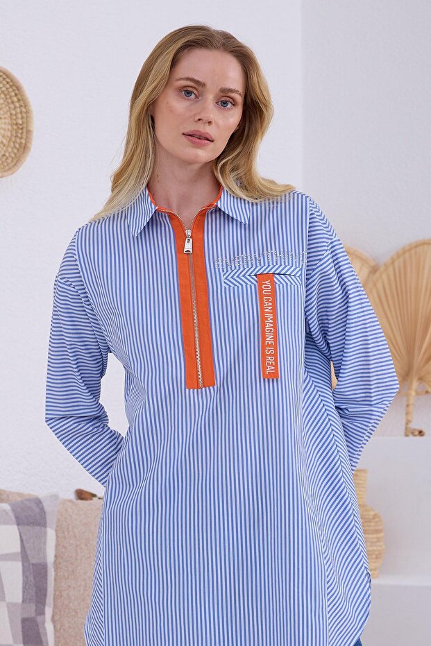 RENKLİ GARNİLİ ÇİZGİLİ GÖMLEK - 3