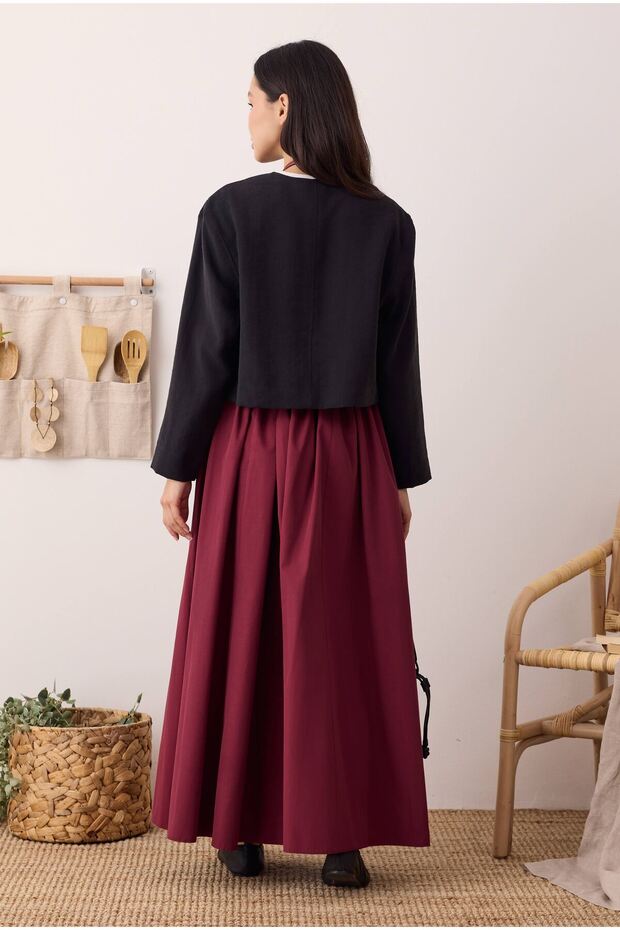 Drawstring Canvas Skirt Cherry - 3