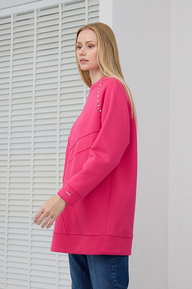 TAŞ DETAYLI PARÇALI SWEATSHIRT - 7