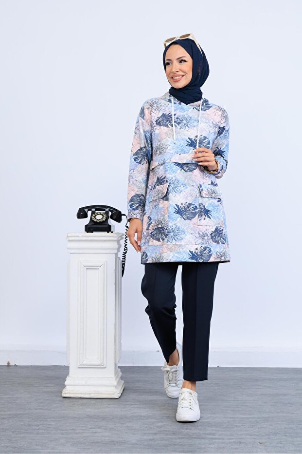 DESENLİ CEP DETAYLI SWEATSHIRT - 2
