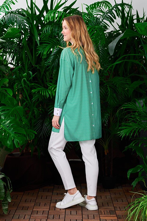 ÇİZGİ DESENLİ KREP TUNİK - 6