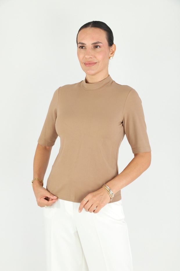 Bisiklet Yaka Kısa Kollu Basic Bluz - 4