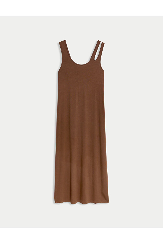 Nervürlü Midi Elbise - 1