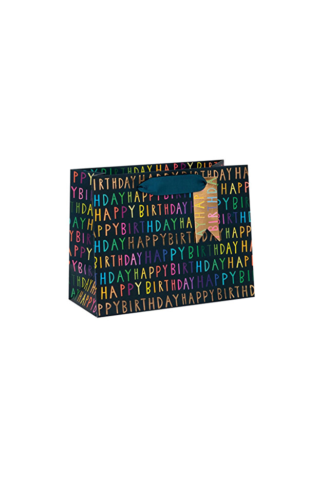Medium Gift Bag - Happy Birthday Script Blue Collection