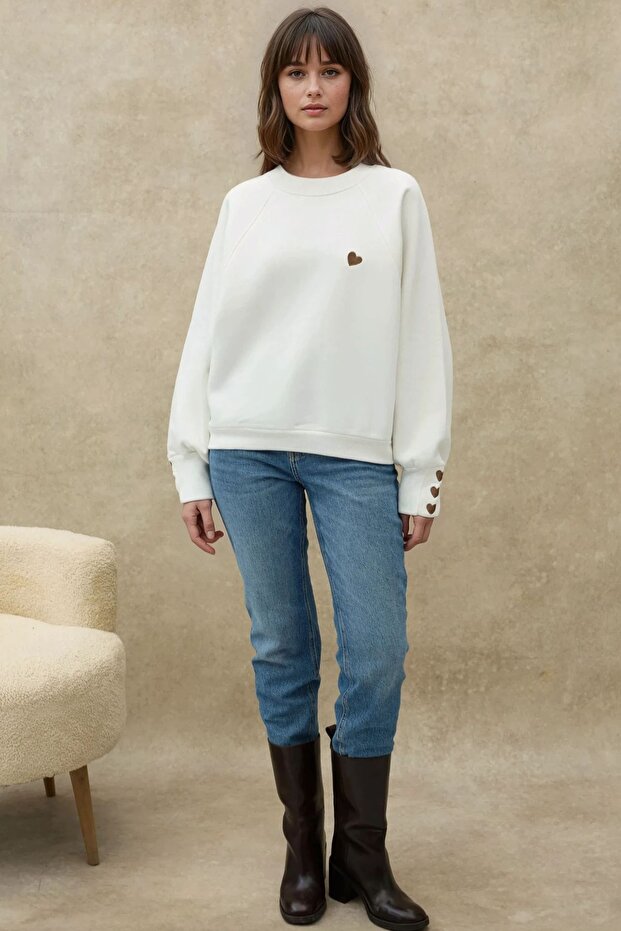 İşlemeli Pamuklu Sweatshirt - 5