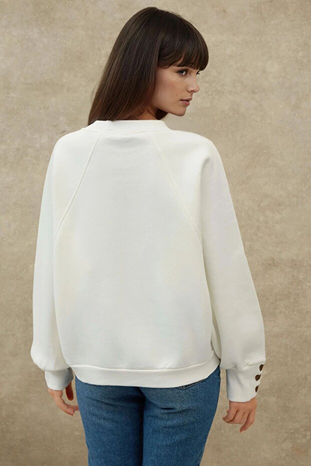 İşlemeli Pamuklu Sweatshirt - 4