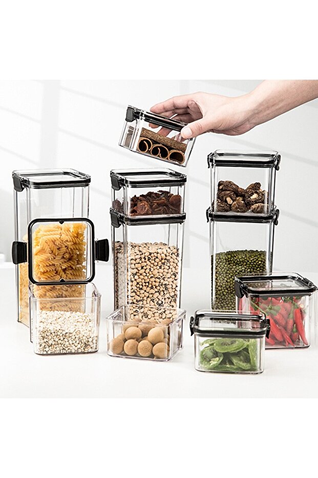 Set 4 Plastic Containers, Flippy, for Food/Objects, Hermetic Closure, 1 x 460 ml, 2 x 700 ml, 1 x 13 - 6