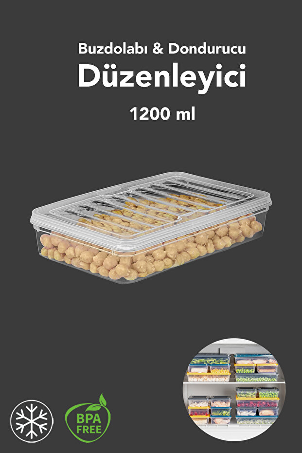 1 Piece Microwave Compatible Storage Container - Organizer Food Storage Container 1200 ml Transparent