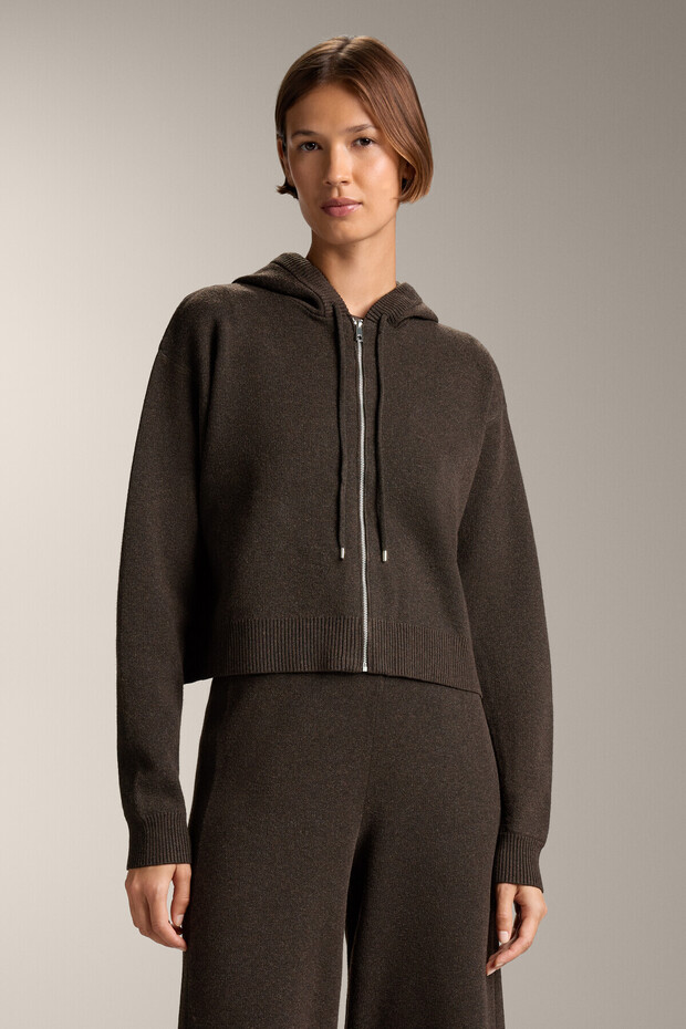 Kapüşonlu triko ceket - 1