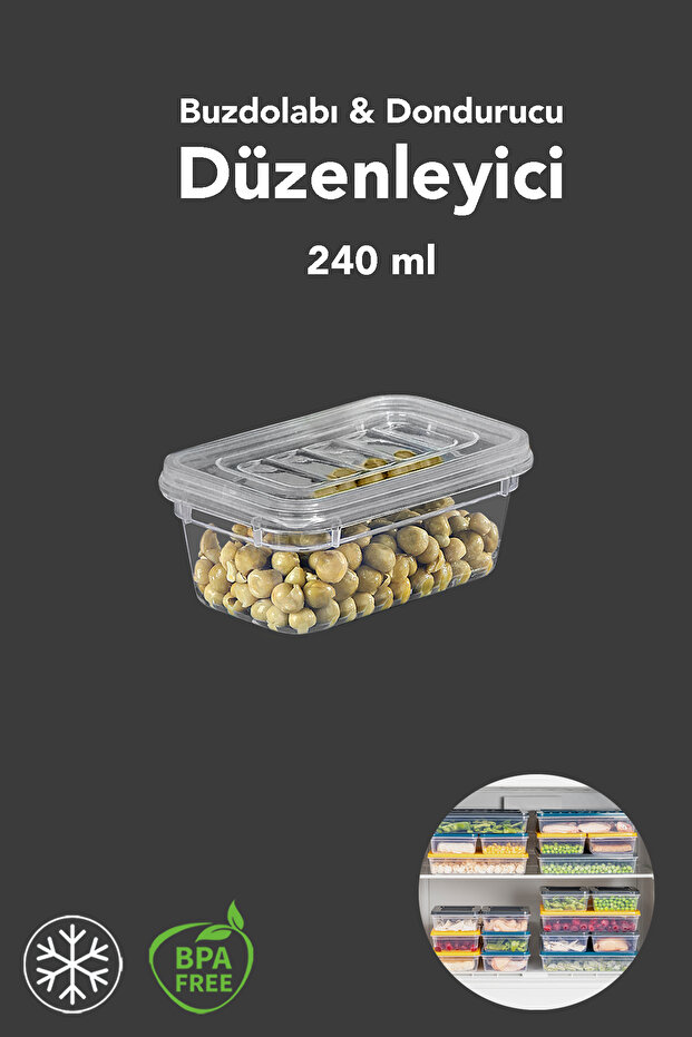 1 Piece Microwave Compatible Storage Container - Organizer Food Storage Container 240 ml Transparent