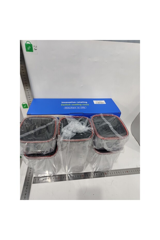 Food Storage Containers, Flippy, Set of 5 Transparent Containers with Black Lid - 4