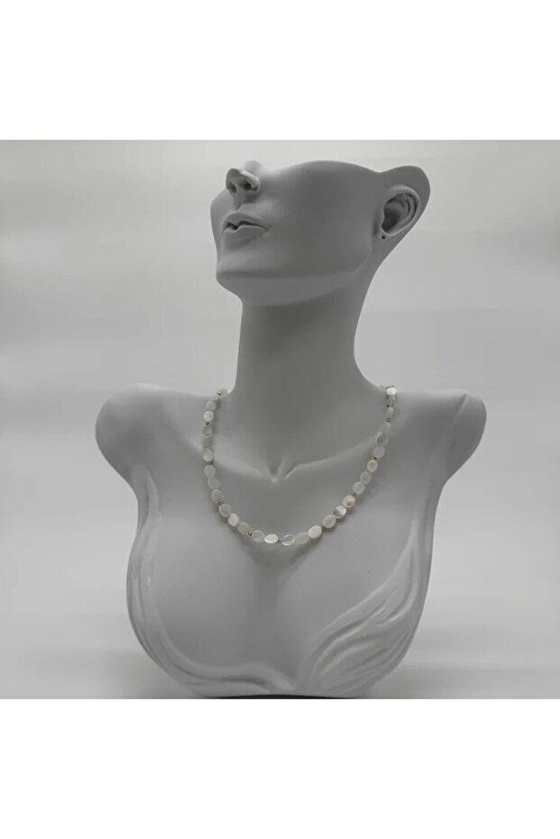White Round Beaded Retro Gold Necklace - Gold