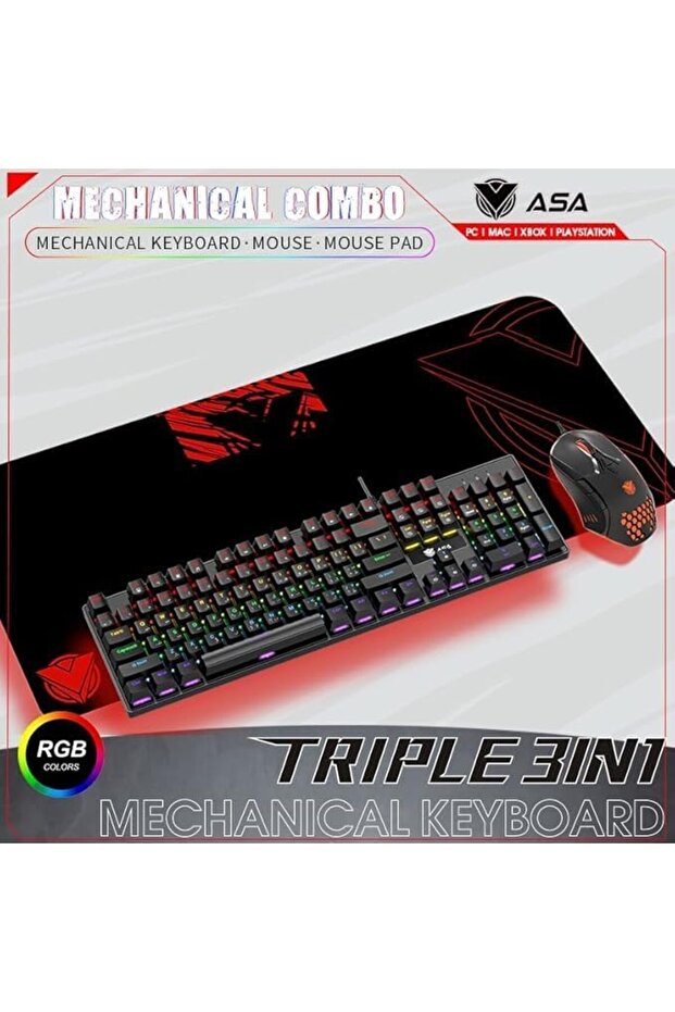 مجموعة ألعاب 3 في 1 من - لوحة مفاتيح ميكانيكية RGB (104 مفتاحًا بمفتاح أحمر) + ماوس احترافي ( - 3