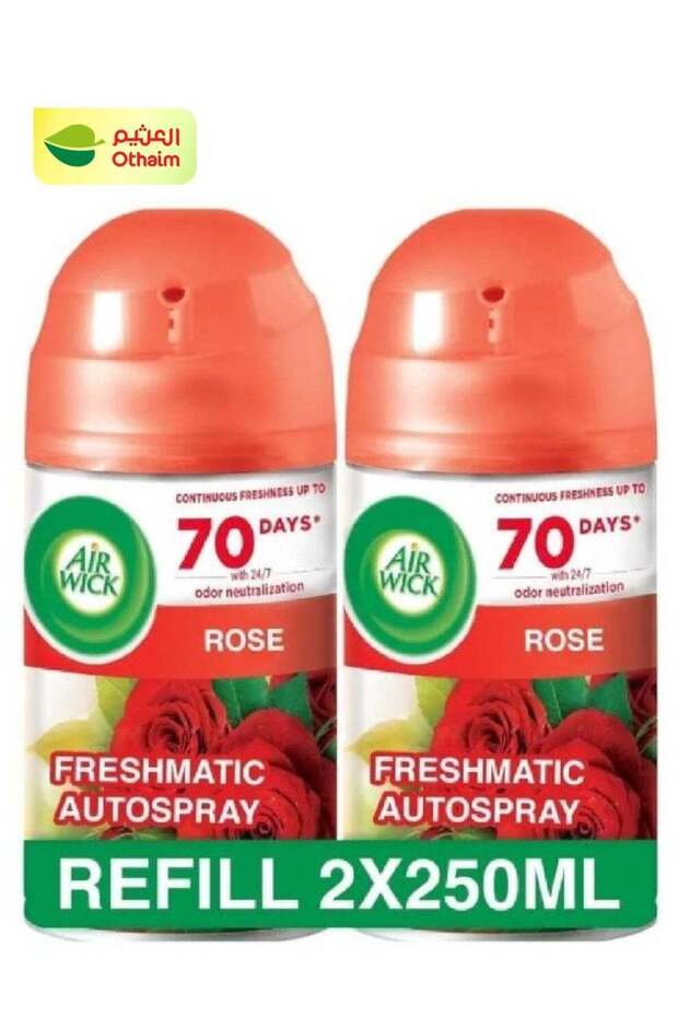 عبوة إعادة تعبئة معطر جو إيرويك، برائحة الورد، 2×250 مل
