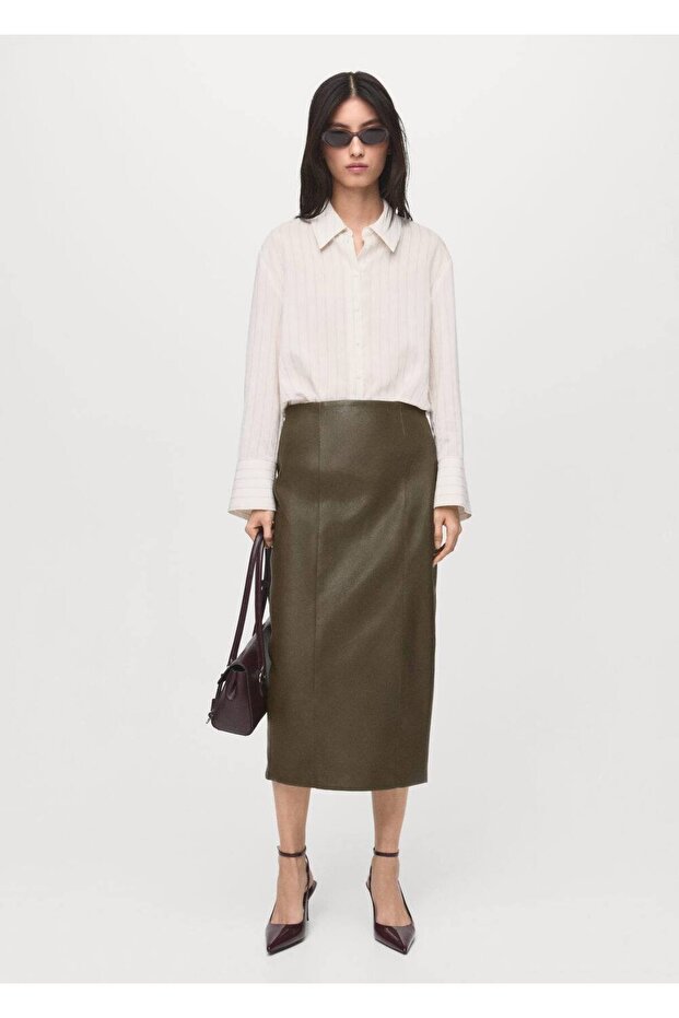 Deri görünümlü kalem etek - 2