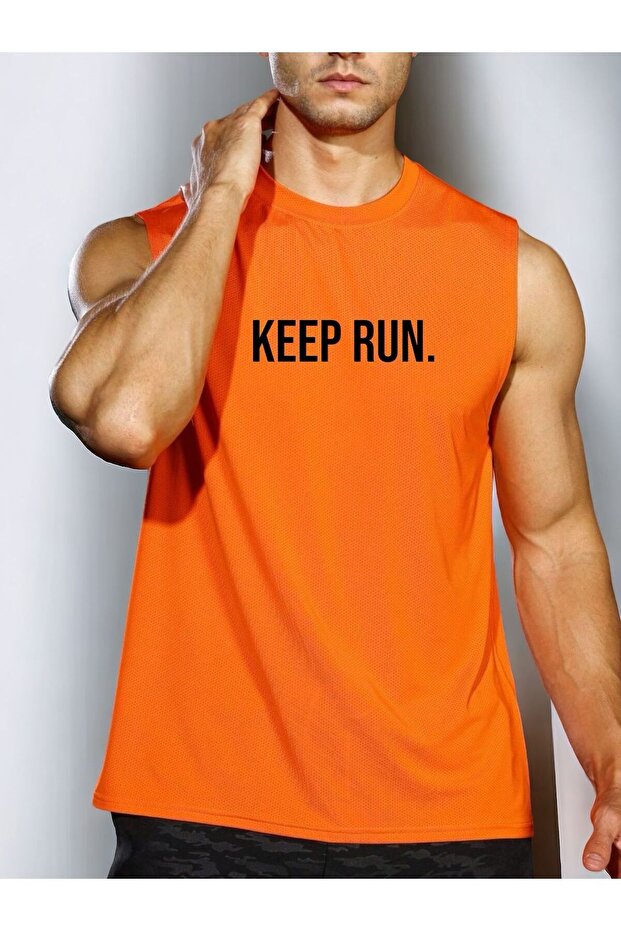 تي شيرت بدون أكمام مطبوع للجنسين من Keep Run