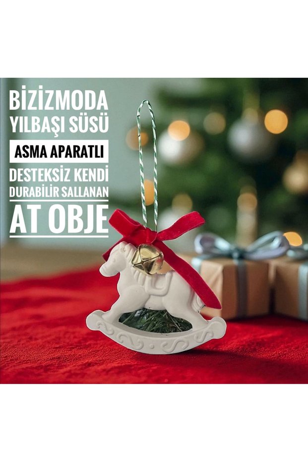 Christmas Ornament Rocking Horse 3Pcs with Bell Detail