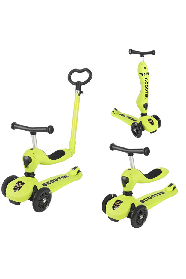 3-in-1 Transformable Scooter for Children with Adjustable Handle and Illuminated Wheels - 1