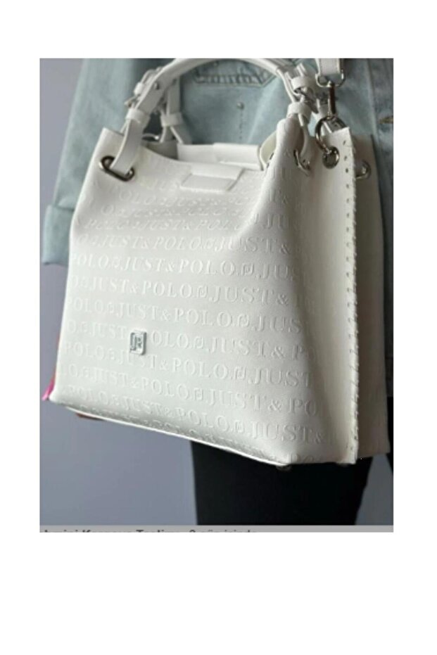 Hand Knitted Detailed White Women's Shoulder and Hand Bag