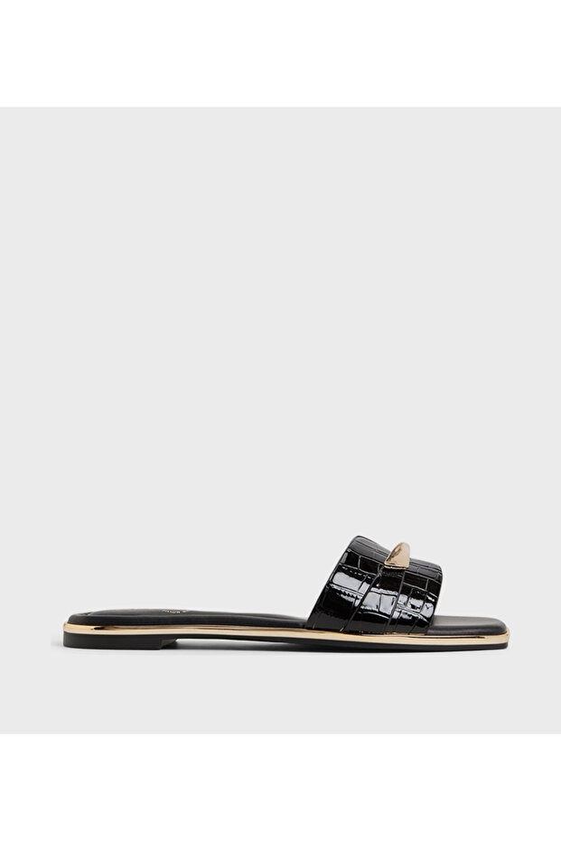Darlina Croc Textured Flat Sandals