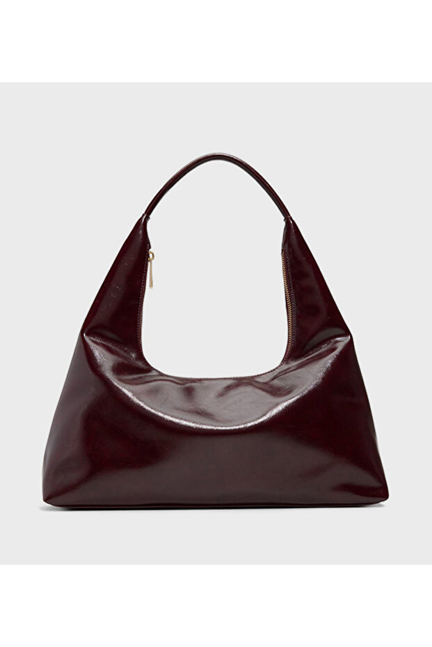Danii Glossy Zippered Hobo Bag