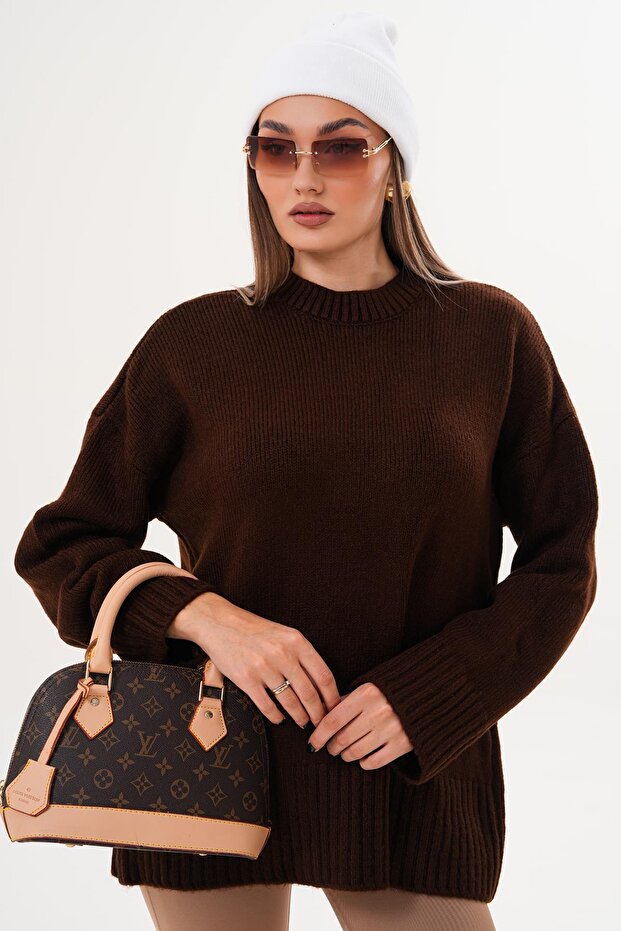 Kadın Yarım Balıkçı Triko Örme Oversize Kazak 255087 - - 3