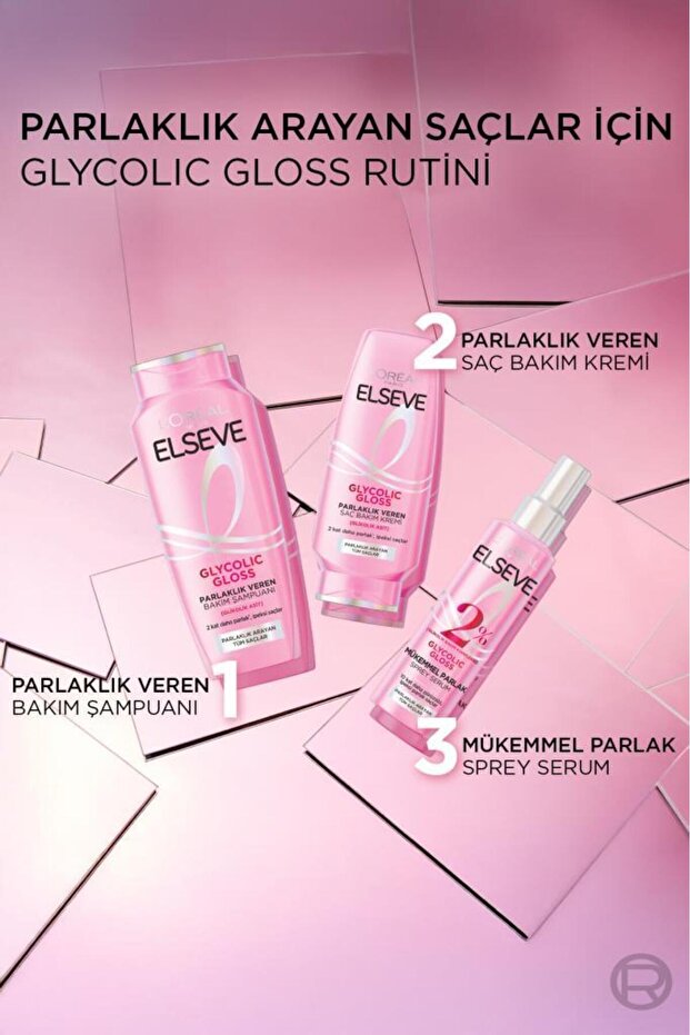 Glycolic Gloss Parlak Veren Saç Bakım Rutini Seti: Şampuan, Saç Kremi, Bakım Spreyi - 8