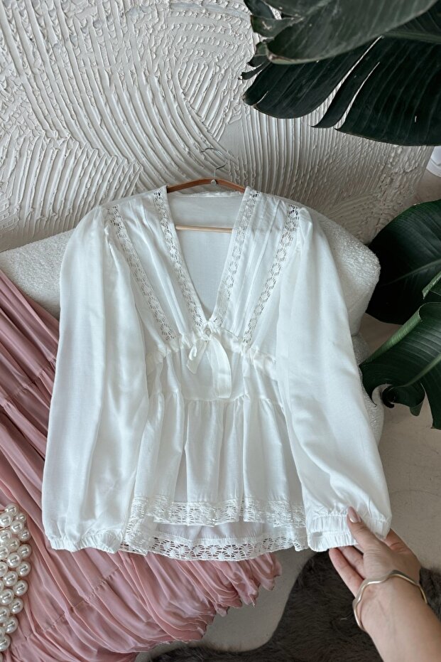 Royan Beyaz Bluz - 1