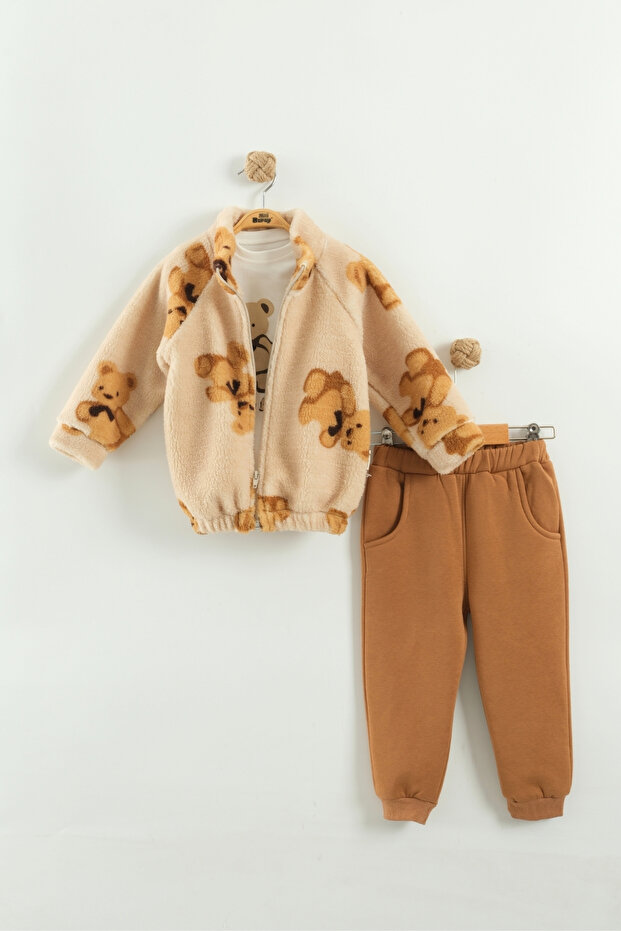 Bear Pattern Plush 3-Piece Plush Set - 3