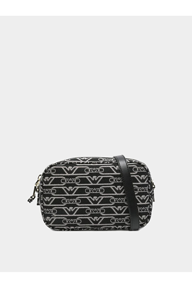 Women's Eagle Logo Embroidered Zippered Cross Shoulder Strap Black Shoulder Bag Ew001891 Af19711-Fc145