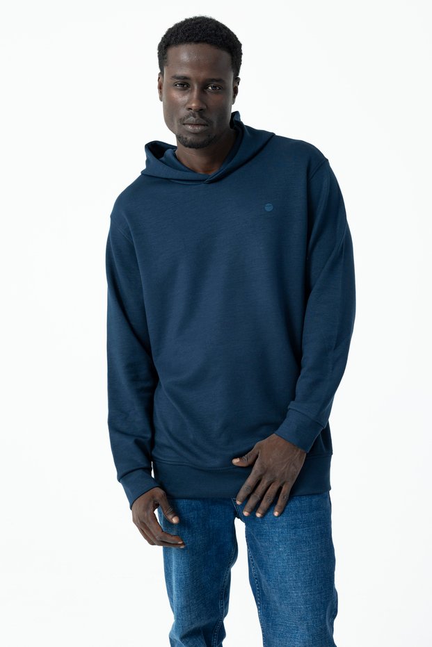 Men's Hooded Oversize Basic Sweatshirt Navy Blue - 25K 1063