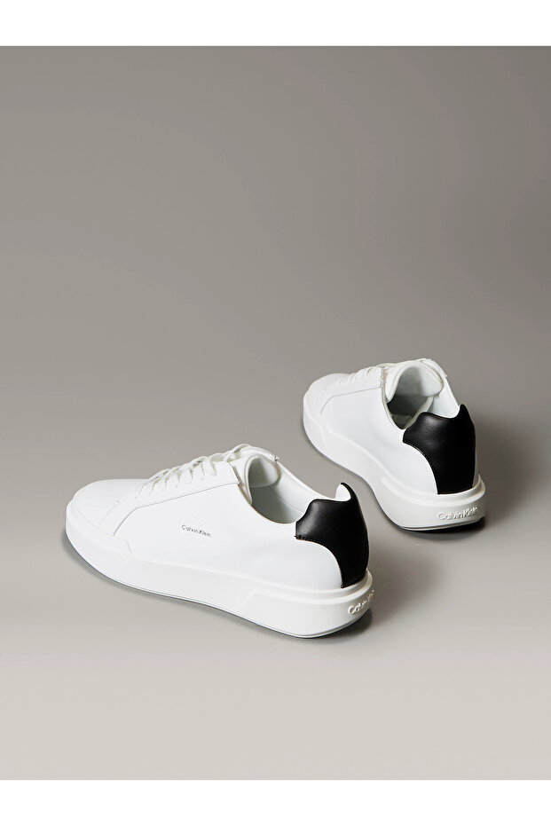Kalın Tabanlı Bağcıklı Deri Erkek Sneaker YM0YM01344-01W - 4