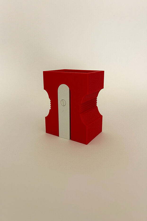 Red Pencil Sharpener Shaped Pen Holder 3D Printing
