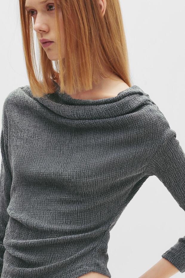 Bambula geniş yakalı top - 6