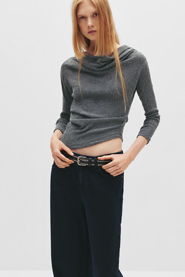 Bambula geniş yakalı top - 2