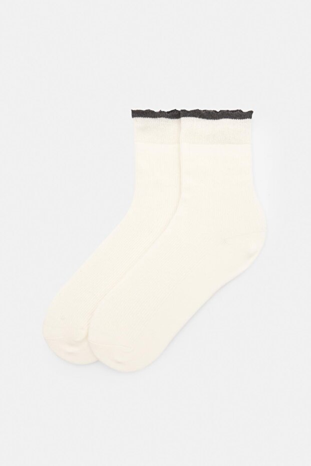 Kontrast kenarlı çorap - 1