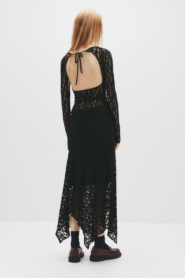 Açık sırt detaylı dantel top - 5