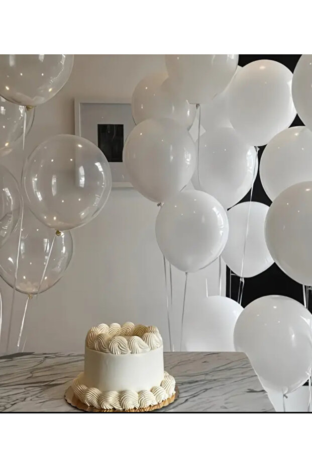 Transparent and White Balloon Set 20 Pieces