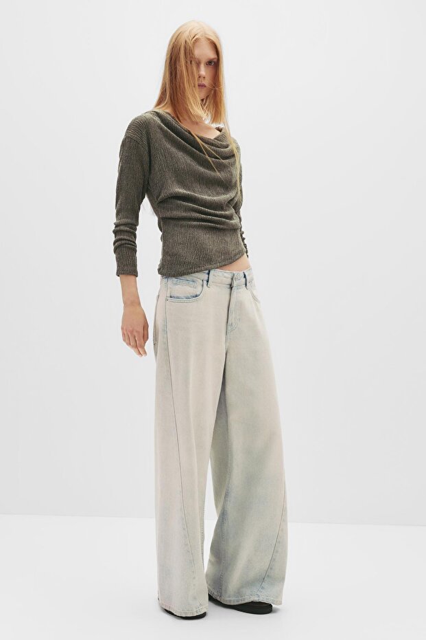 Bambula geniş yakalı top - 1