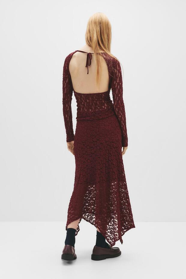 Açık sırt detaylı dantel top - 5