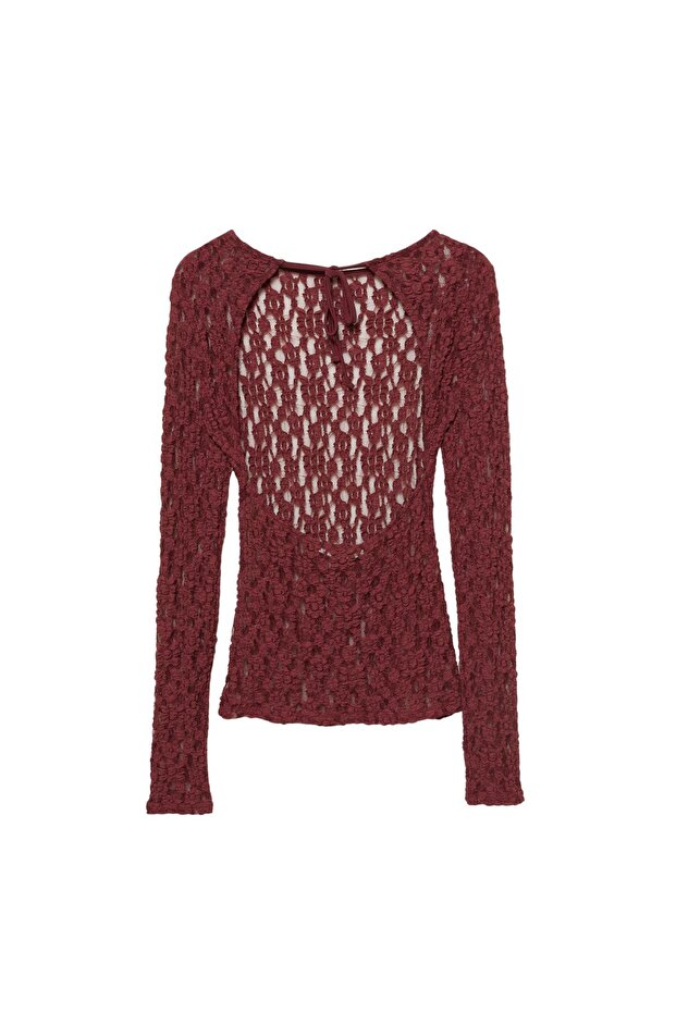 Açık sırt detaylı dantel top - 3