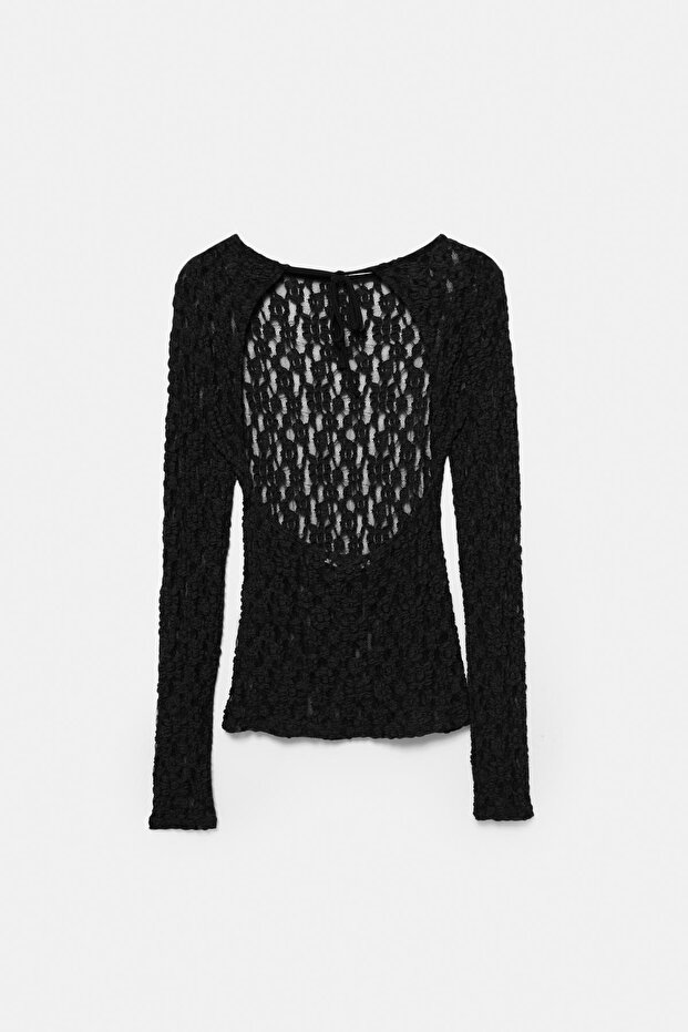 Açık sırt detaylı dantel top - 7